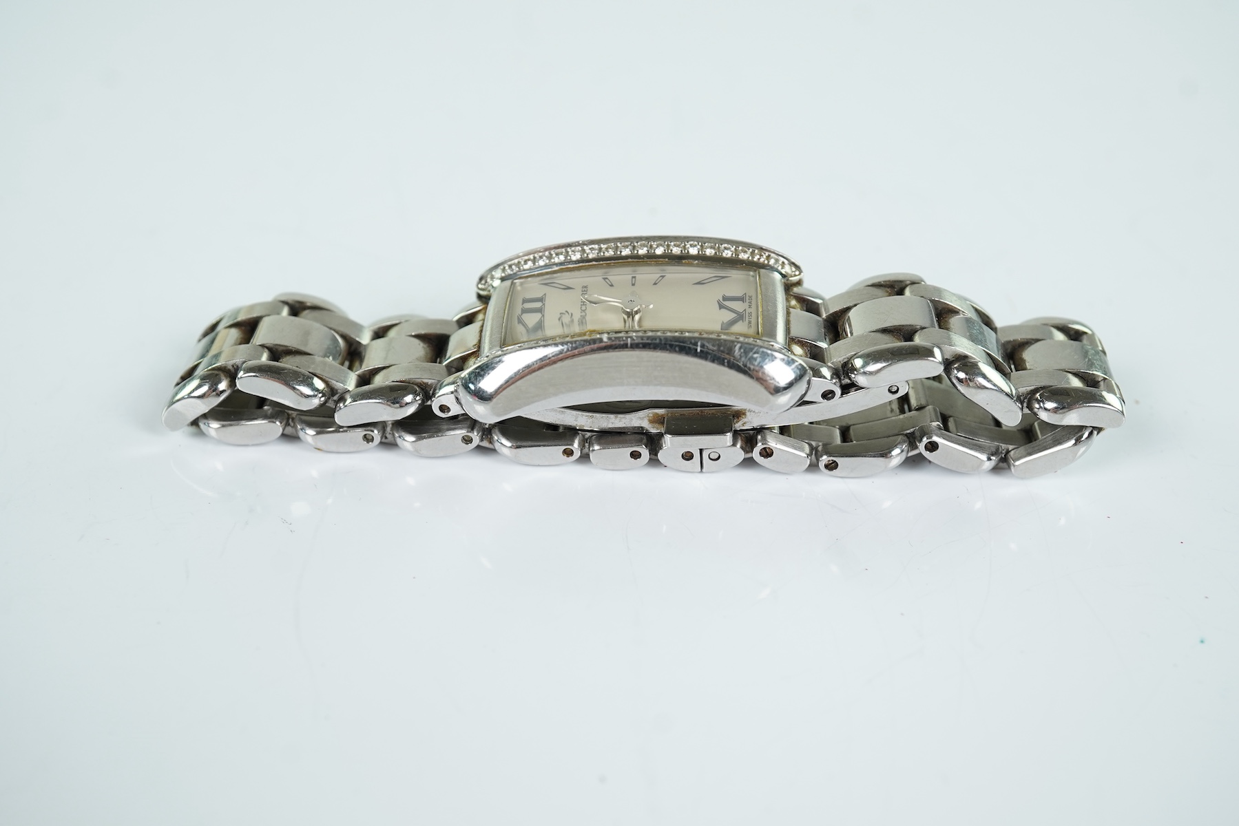 A lady's 2007 stainless steel and diamond set Carl F. Bucherer quartz wrist watch, on a stainless steel bracelet
